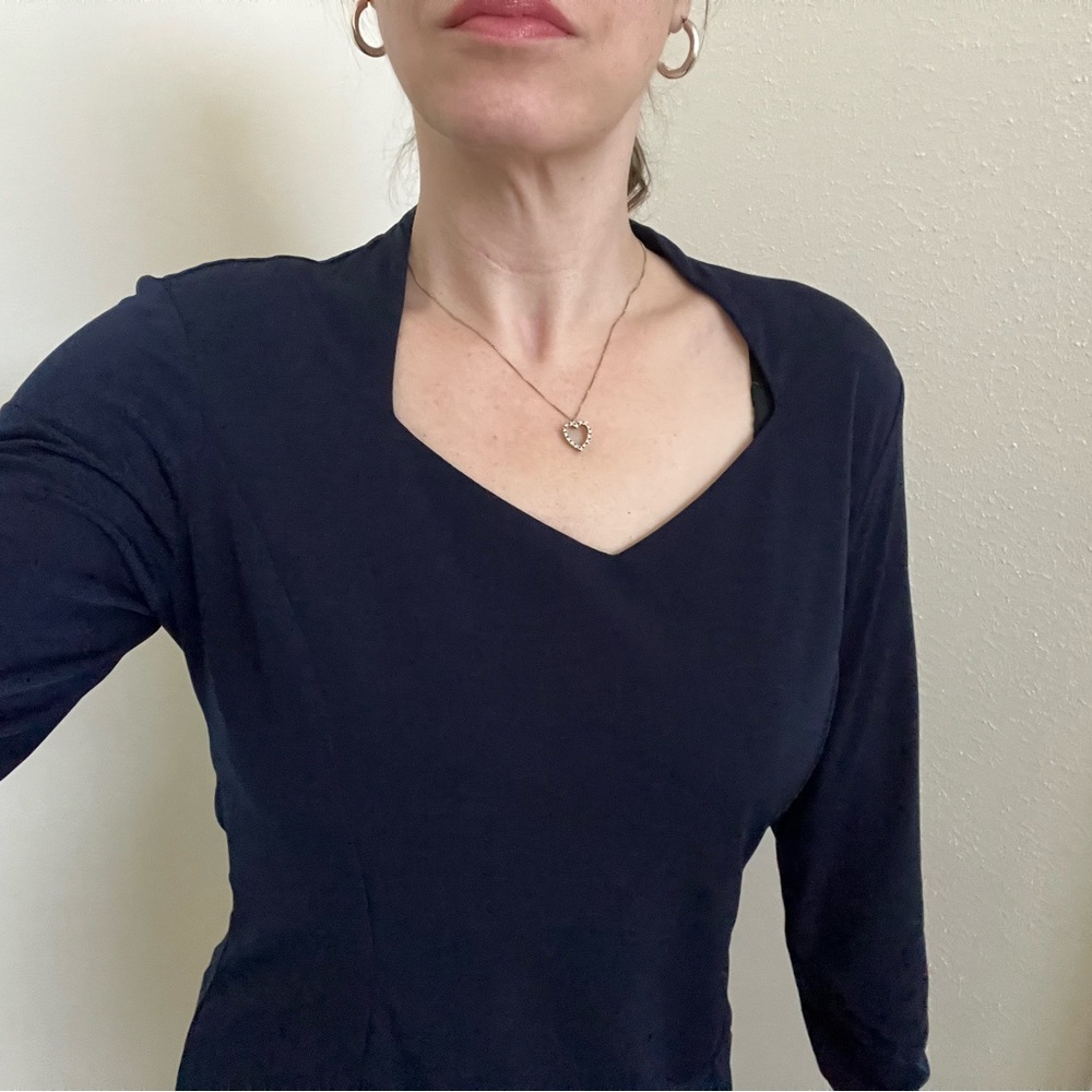 Grace Navy V-Neck Blouse size Medium